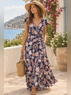 BOG Collective Maxi Dress Size L Cotton Fairycore Boho Cottagecore Resortwear
